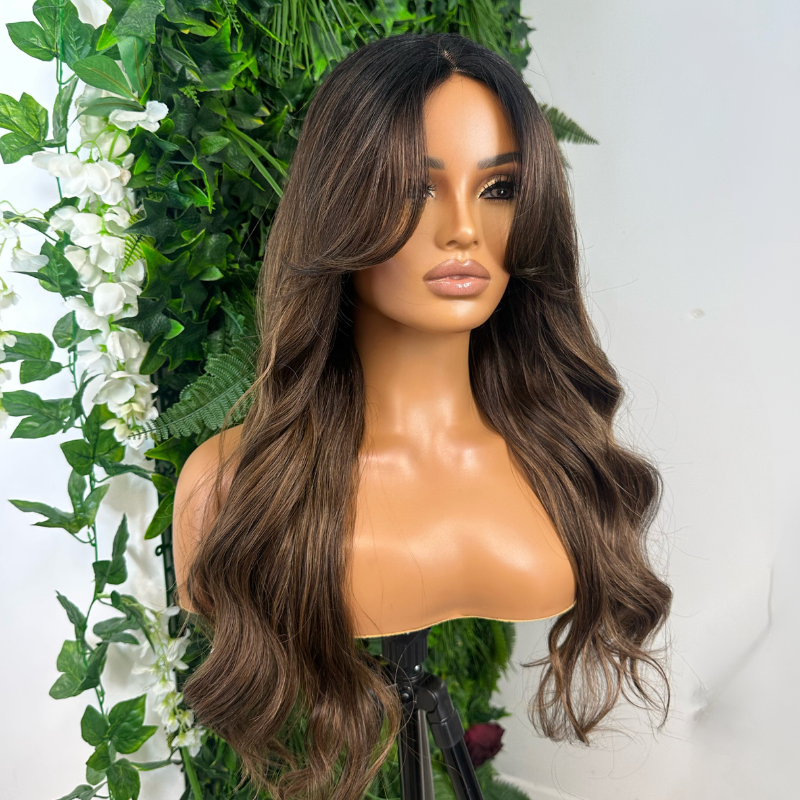 WELMA-18 ‘’ Wavy Curtain Bangs Lace Part Synthetic Wig - estellewigsandmore.co.uk