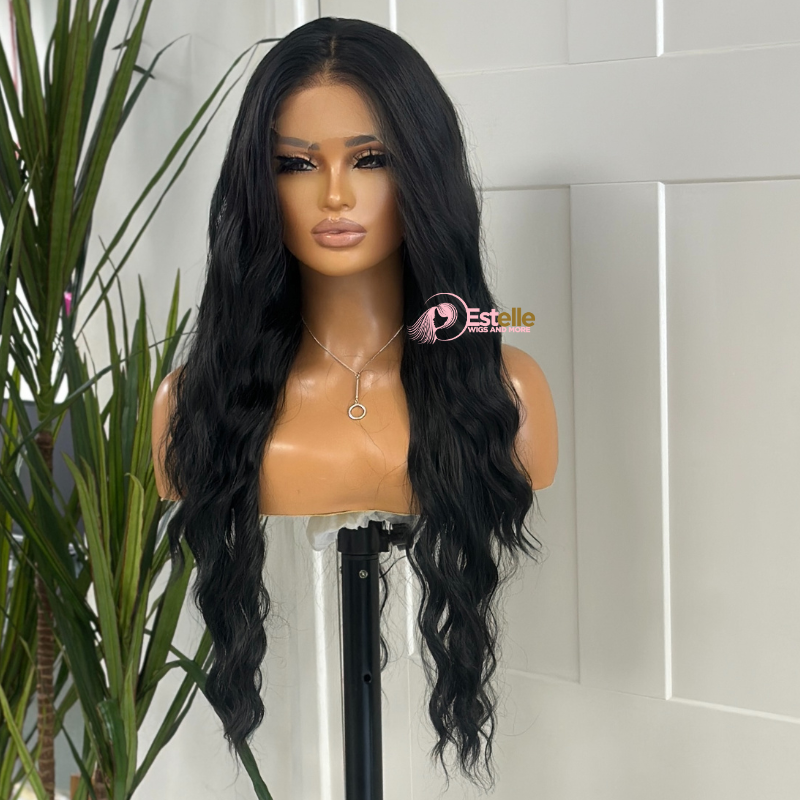 Black Long  Wavy  Synthetic Lace Front Wig-INDIA - estellewigsandmore.co.uk