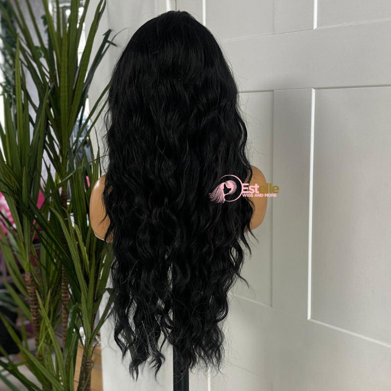 Black Long  Wavy  Synthetic Lace Front Wig-INDIA - estellewigsandmore.co.uk