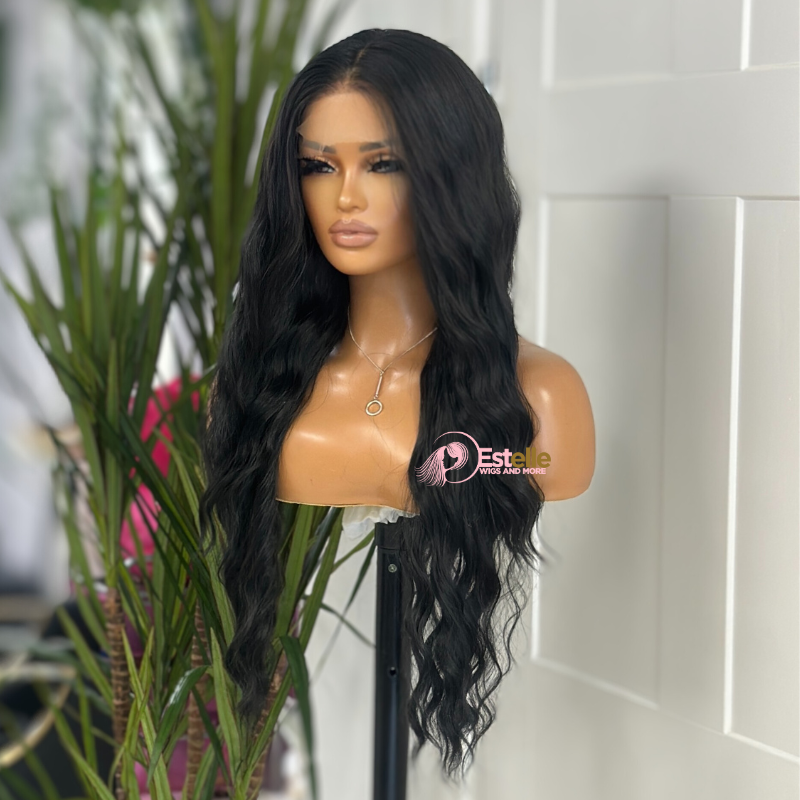 Black Long  Wavy  Synthetic Lace Front Wig-INDIA - estellewigsandmore.co.uk