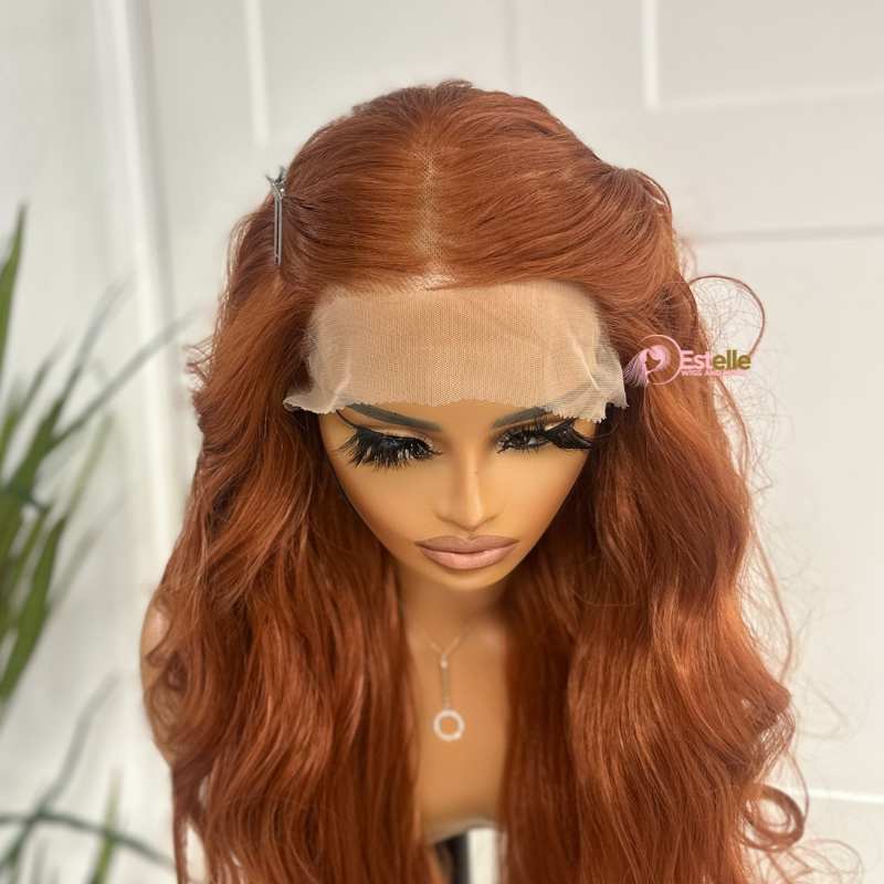 Dark Copper Long  Wavy  Synthetic Lace Front Wig-KAI - estellewigsandmore.co.uk