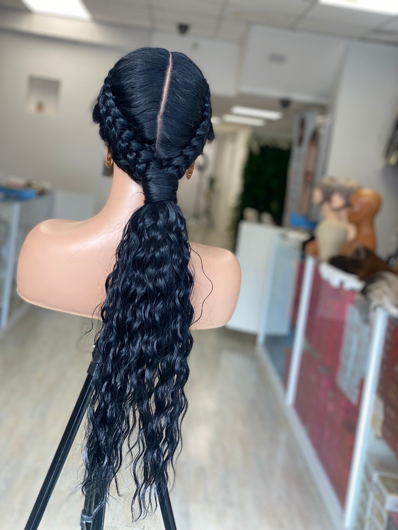 LEIGH-Black 2 Dutch Braid Lace Front Wig - estellewigsandmore.co.uk