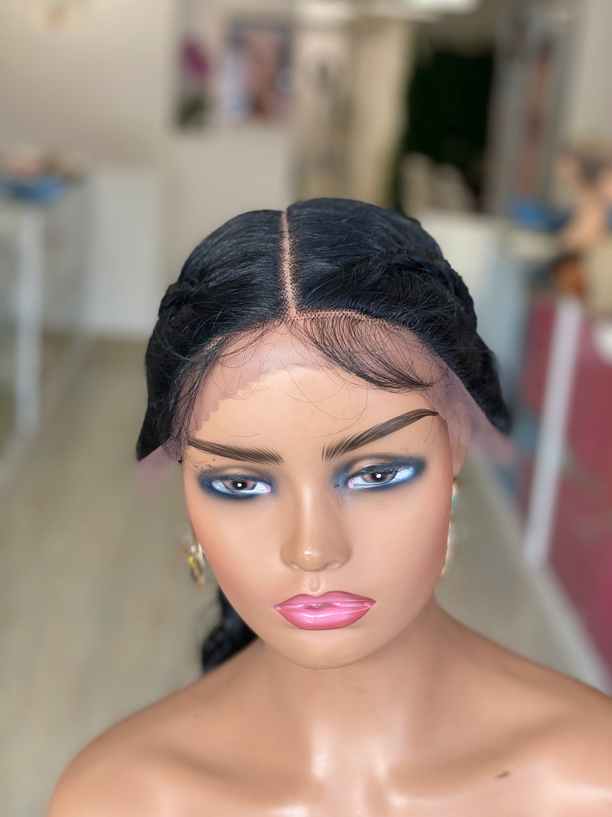 LEIGH-Black 2 Dutch Braid Lace Front Wig - estellewigsandmore.co.uk