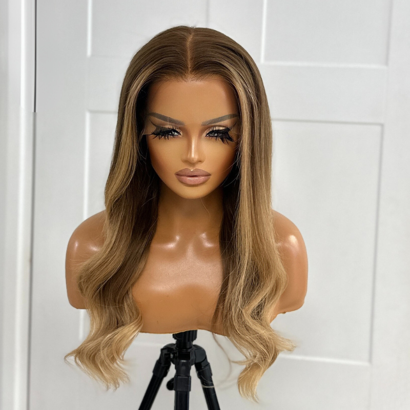 18 inches  Chocolate Ombre  Blonde Human Hair Lace Front Wig-EMMA - estellewigsandmore.co.uk