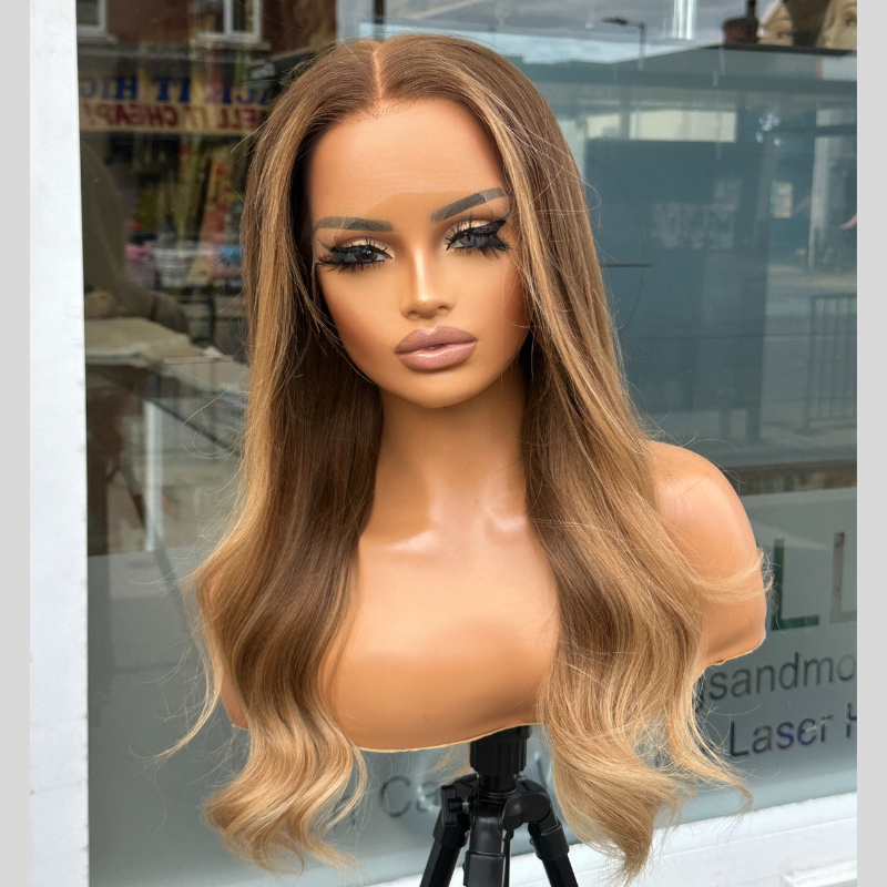 18 inches Chocolate Ombre Blonde Human Hair Lace Front Wig-EMMA - estellewigsandmore.co.uk Human Hair Lace Front Wig