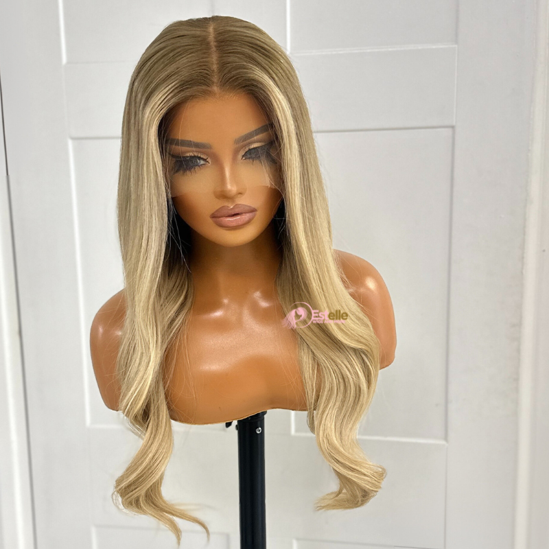 20 inches  Golden Blonde Human Hair Lace Front Wig Large Cap-TILLY - estellewigsandmore.co.uk