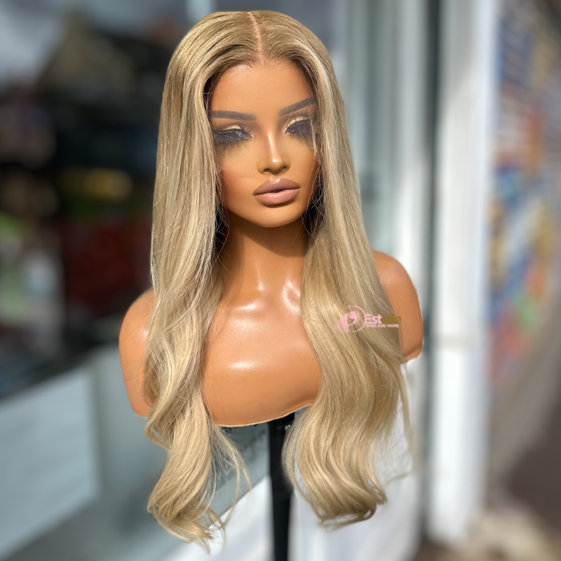 20 inches  Golden Blonde Human Hair Lace Front Wig Large Cap-TILLY - estellewigsandmore.co.uk