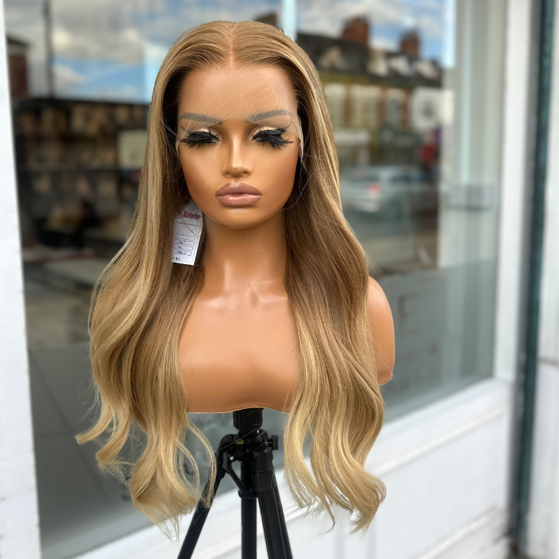 16 inches Light Golden Brown Human Hair Lace Front Wig-ARETI