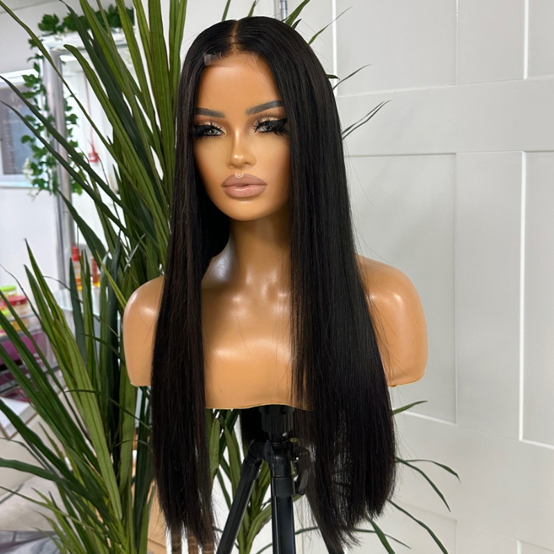 RIYA:  Bone Straight 100% Virgin Human Hair HD Lace Closure Wig - estellewigsandmore.co.uk