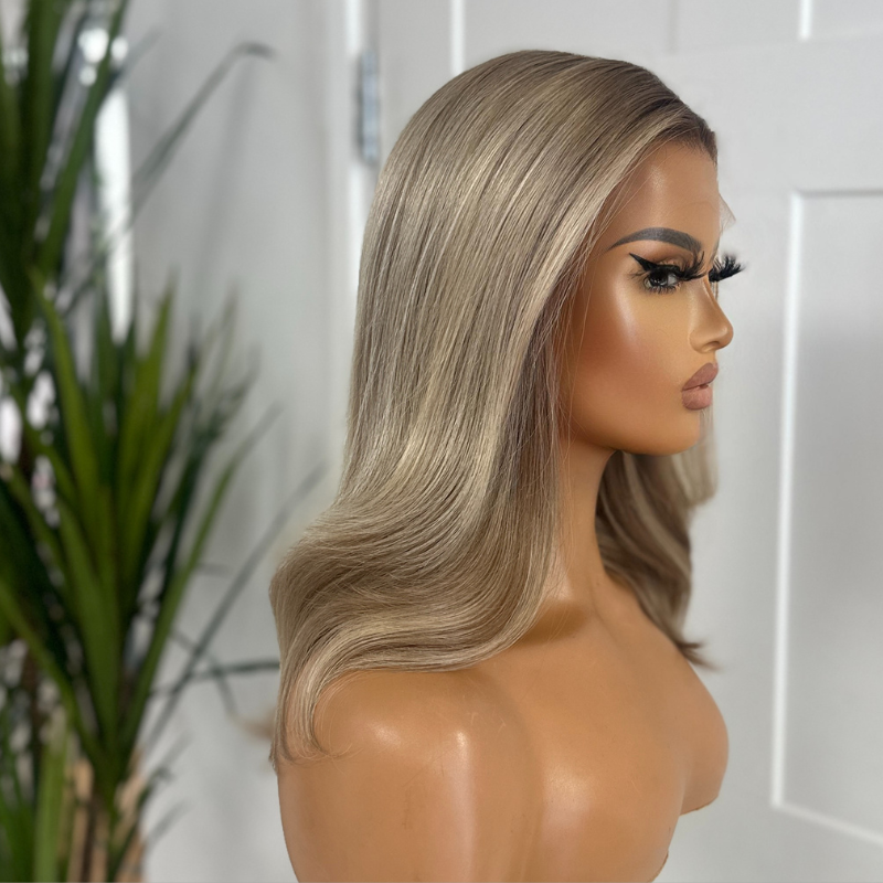 12 inches Rooted Light Blonde Mix Lace Front Human Hair Wig-MIAH - estellewigsandmore.co.uk Human Hair Wigs