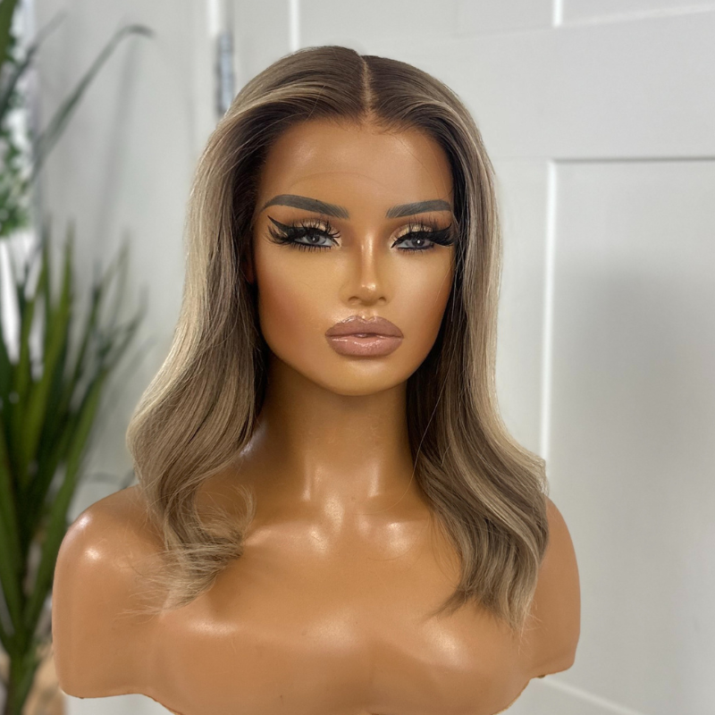 12 inches Rooted Light Blonde Mix Lace Front Human Hair Wig-MIAH - estellewigsandmore.co.uk Human Hair Wigs