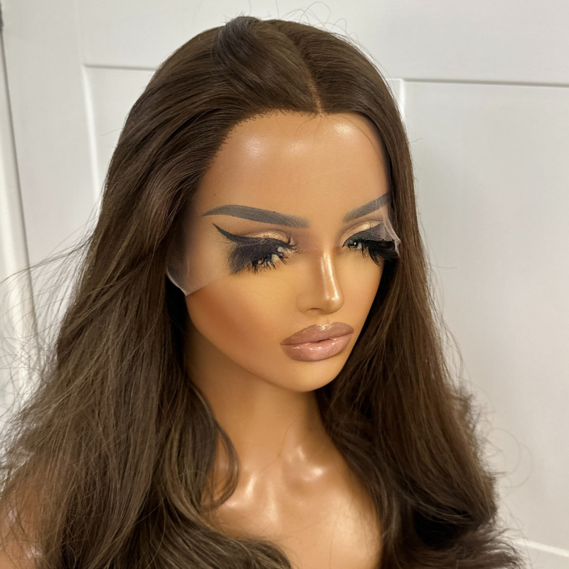 16 inches Light Dark Brown / Blonde Mix Human Hair Lace Front Wig-SHARA - estellewigsandmore.co.uk Human Hair Wigs