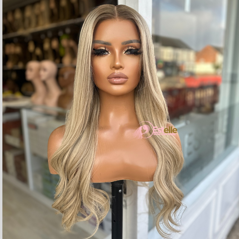 20 inches Rooted Blonde Mix Human Hair Wig-AMBER - estellewigsandmore.co.uk