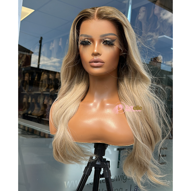 20 inches Rooted Mixed Blonde  Human Hair Lace Front  Wig-KIM - estellewigsandmore.co.uk