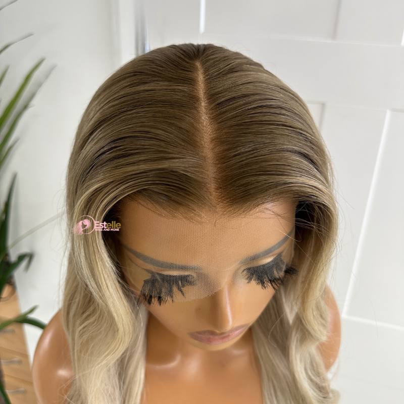 20 inches Rooted Mixed Blonde  Human Hair Lace Front  Wig-KIM - estellewigsandmore.co.uk