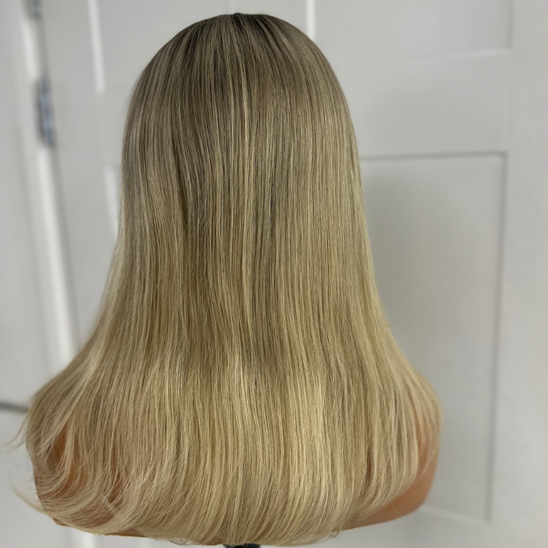 12 inches Rooted Light Blonde Human Hair Wig 130 Density -UMA - estellewigsandmore.co.uk