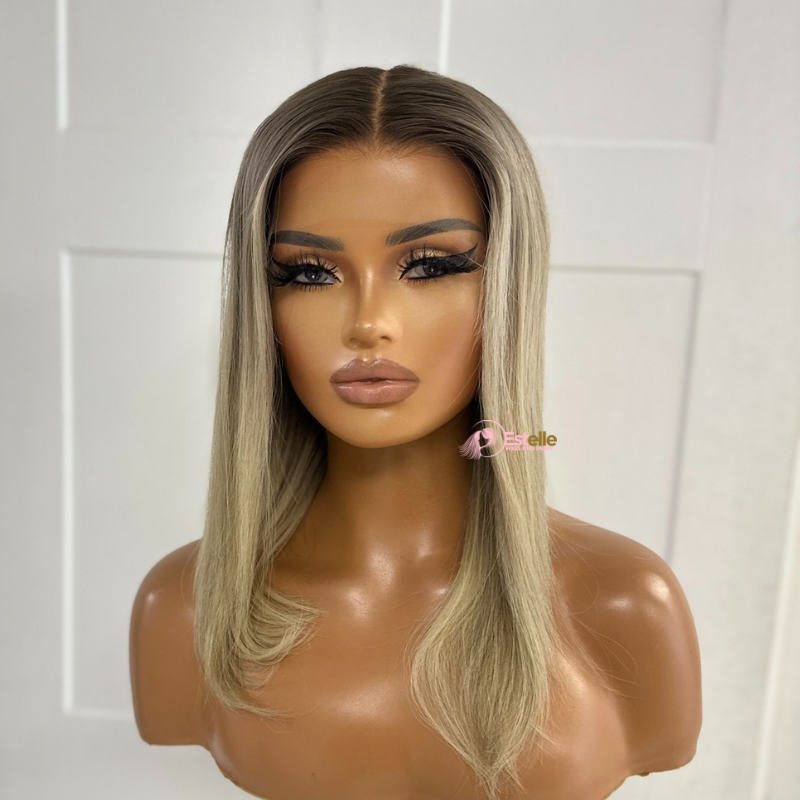 12 inches Rooted Light Blonde Human Hair Wig 130 Density -UMA - estellewigsandmore.co.uk