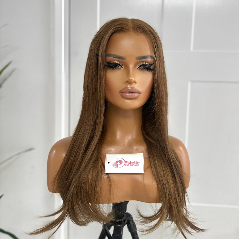 18 inches Auburn Straight  Human Hair Lace Front Wig- SAM - estellewigsandmore.co.uk