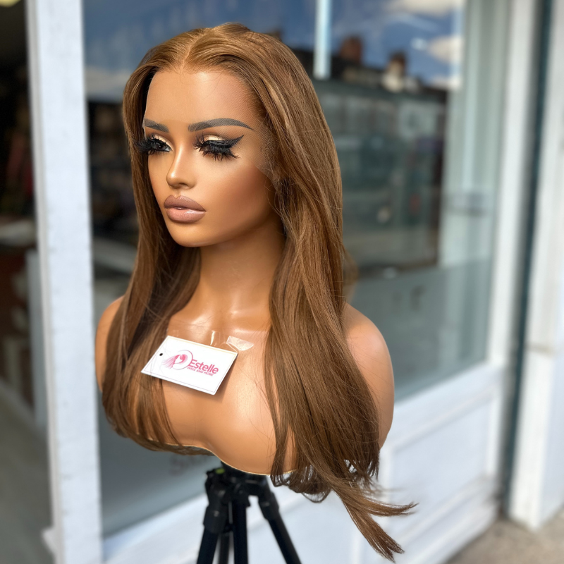 18 inches Auburn Straight  Human Hair Lace Front Wig- SAM - estellewigsandmore.co.uk