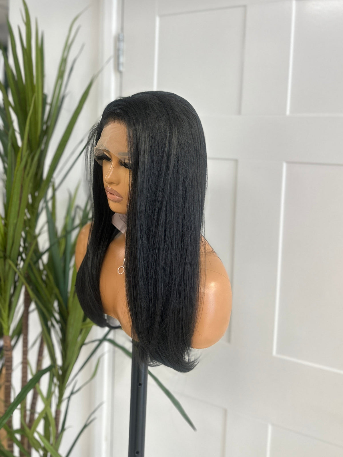 EWD06 -Jet Black Straight Lacefront Synthetic Wig - estellewigsandmore.co.uk Synthetic Lace front wig