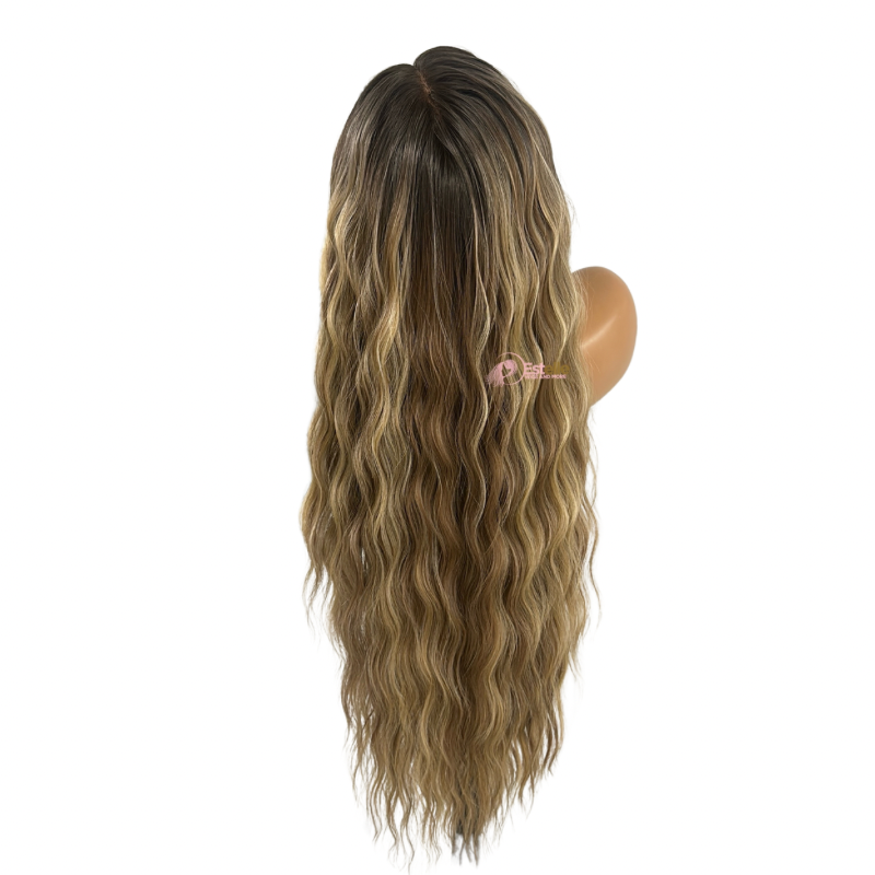 Rooted Golden  Brown/Blonde  Wavy  Synthetic Lace Front Wig-SILVIA - estellewigsandmore.co.uk