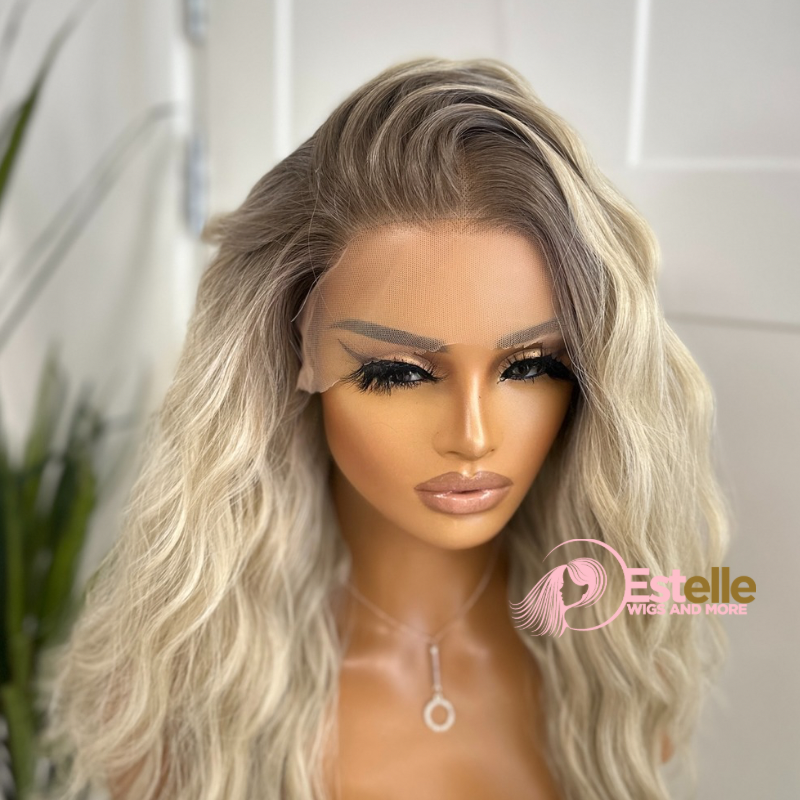 Rooted Light Blonde Wavy Synthetic Lace Front Wig-SILVIA - estellewigsandmore.co.uk
