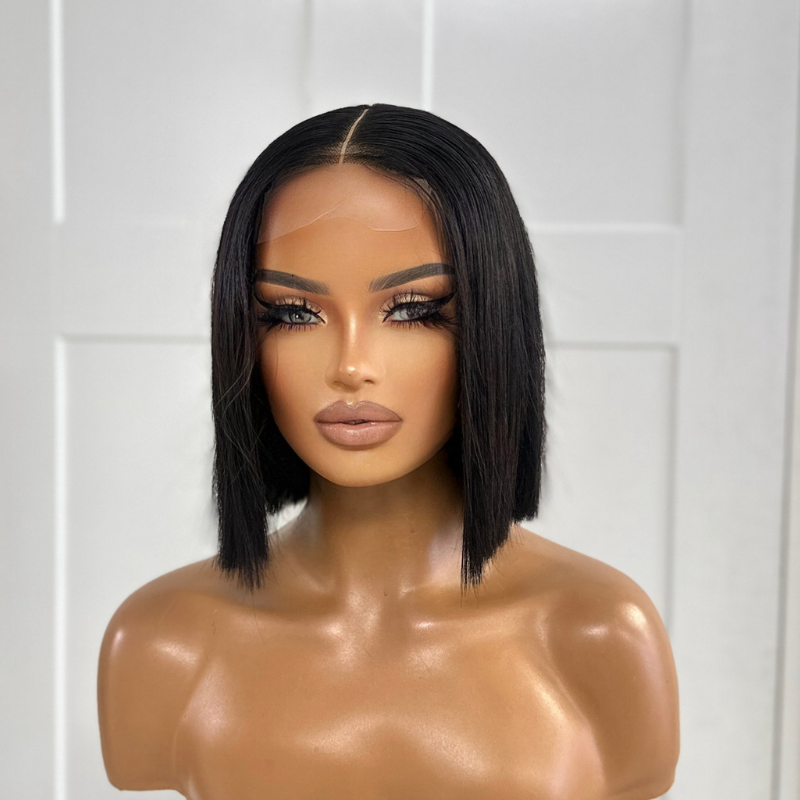 Natural Black 8 100 Raw Human Hair Lace Closure Wig SUGAR estellewigsandmore