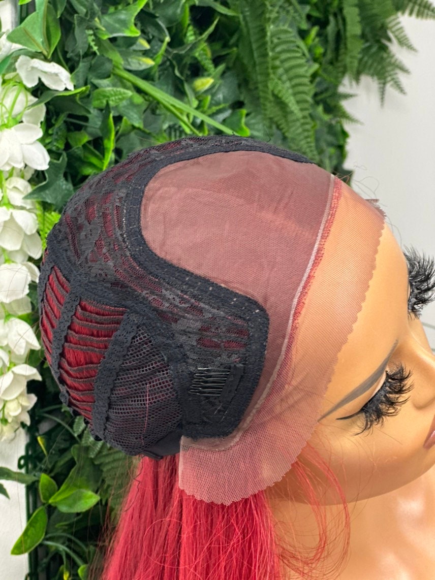 24 Inch Black to Pink Ombre Lace Front Wig | Heat Safe-Diaz - estellewigsandmore.co.uk WIG