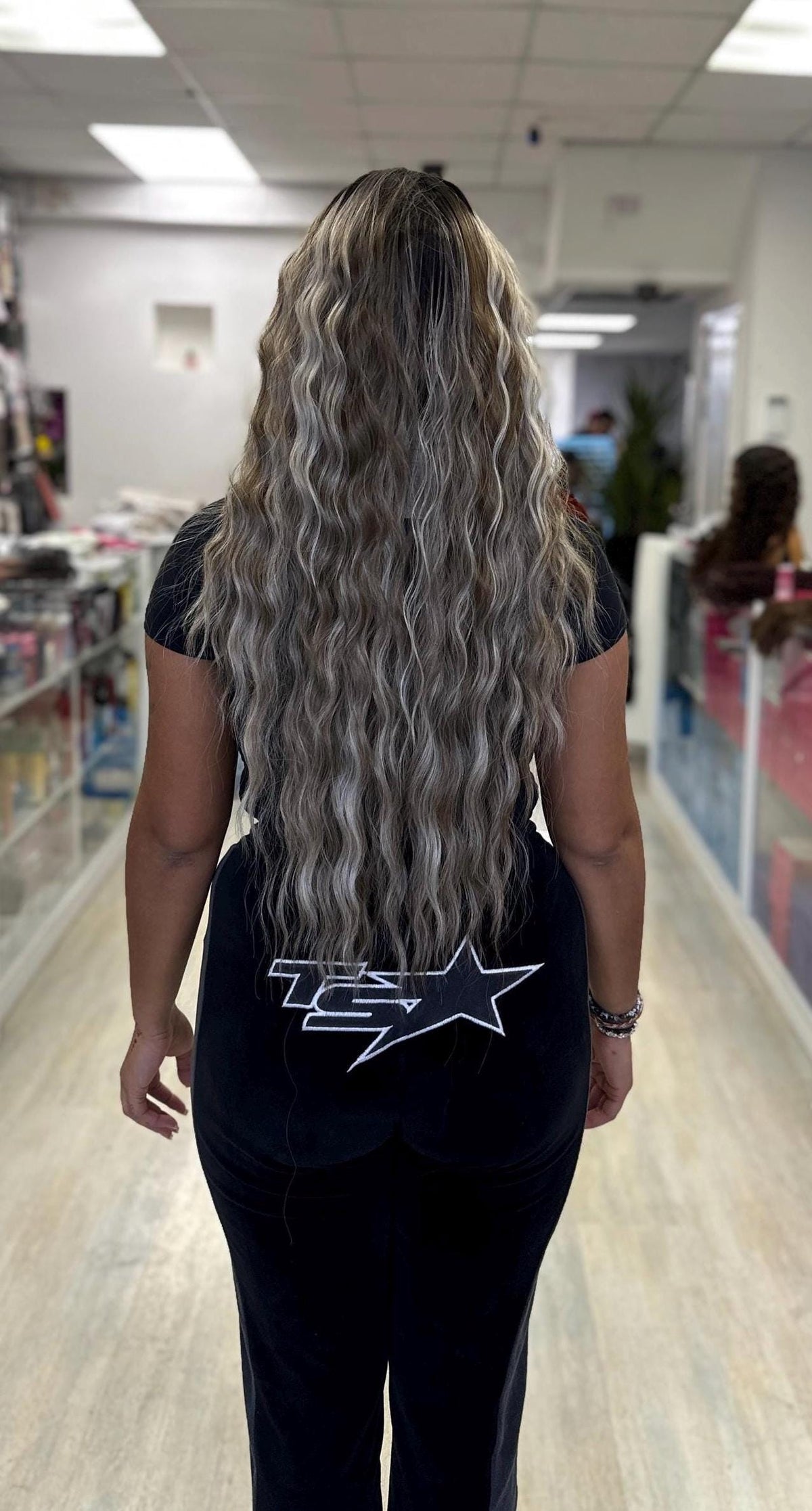 SILVIA | Long Wavy Rooted Ash Brown &amp; Ash Blonde 13x6 Lace Front Synthetic Wig