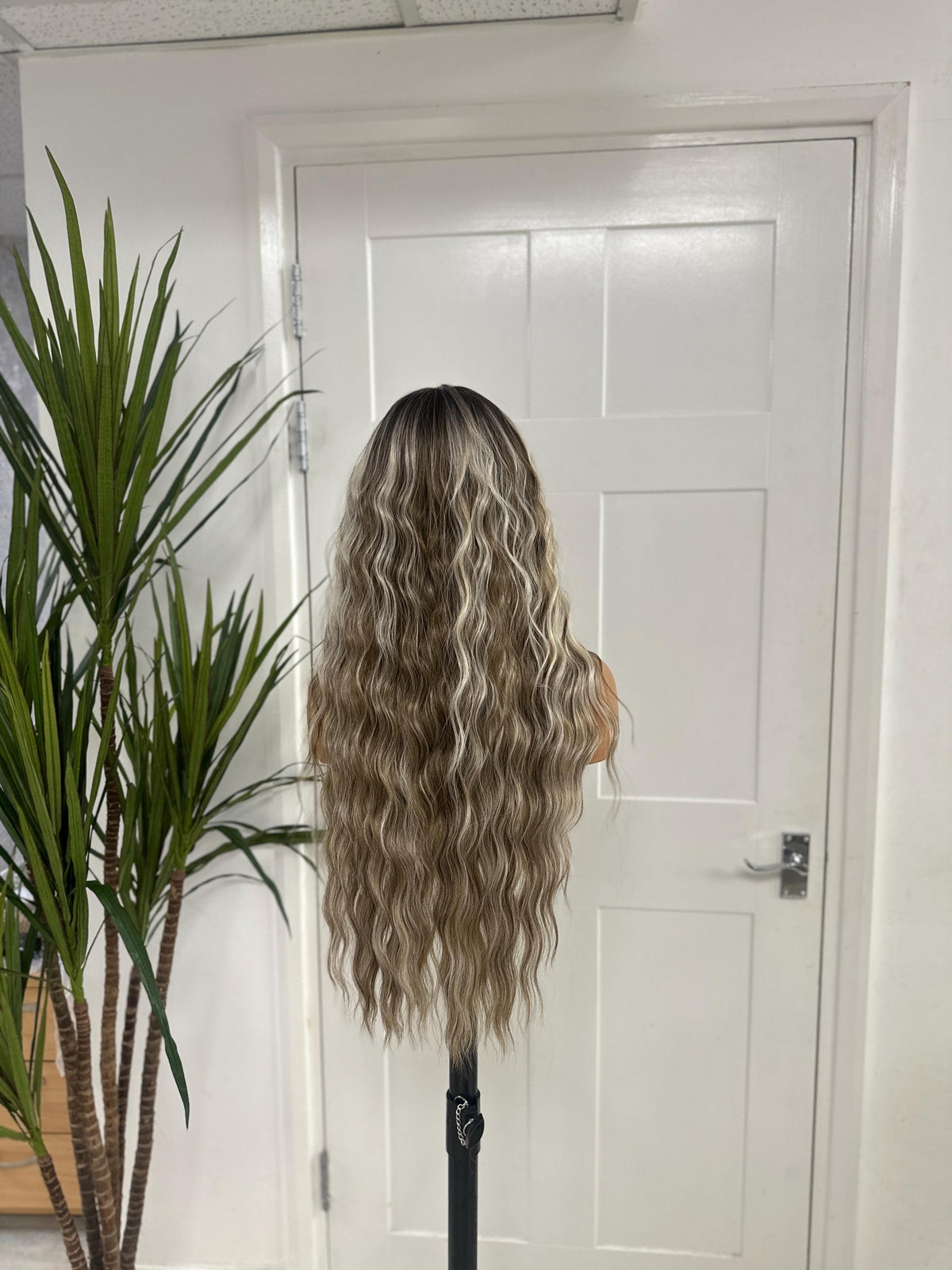 SILVIA | Long Wavy Rooted Ash Brown &amp; Ash Blonde 13x6 Lace Front Synthetic Wig