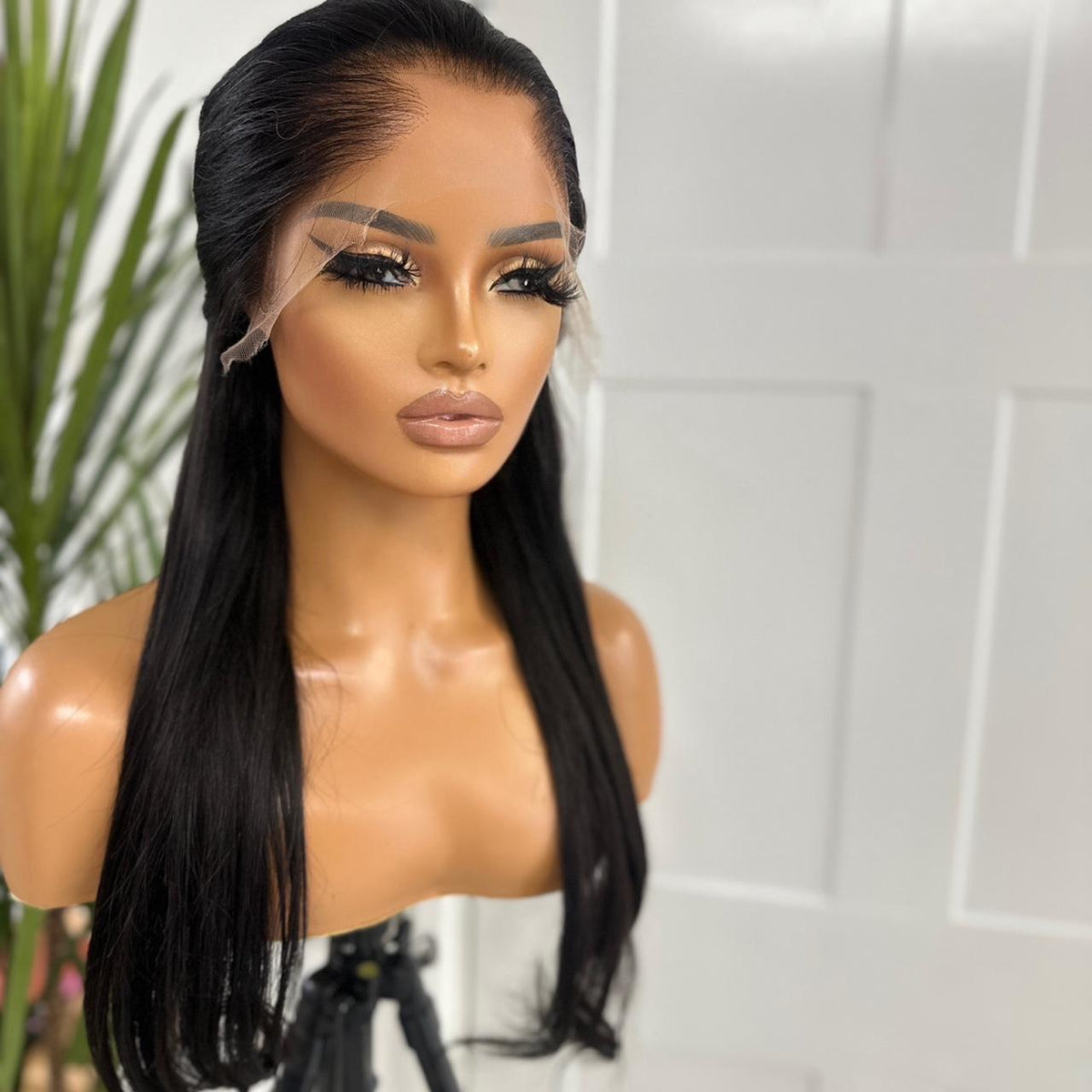 Long Wavy Natural Black 100% Virgin Human Hair Lace Front Wig-Lagos - estellewigsandmore.co.uk WIG