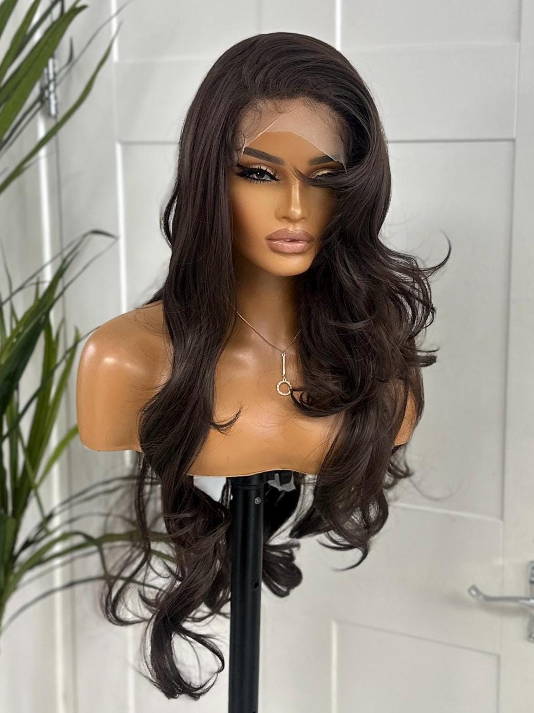 Brown Long Beautiful Layered Synthetic Lace Front Wig -Shana - estellewigsandmore.co.uk