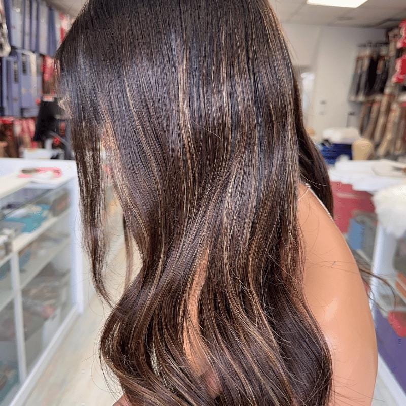 18'' Rooted Brown Balayage Human Hair HD  Lace Front Wig | Human Hair -Amara