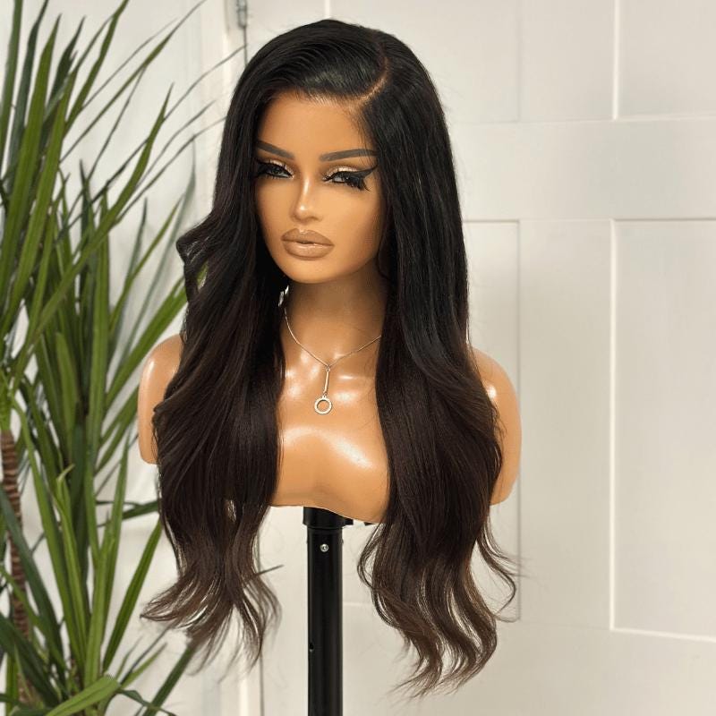 Becca-22 Yaki Straight Human Hair Lace Closure  Wig