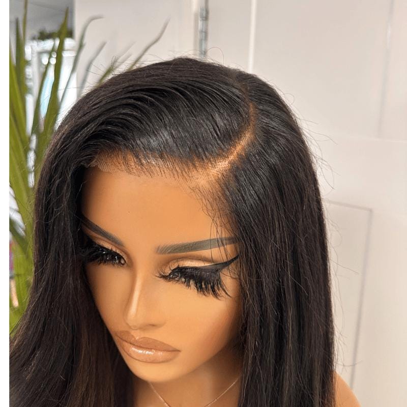 Becca-22 Yaki Straight Human Hair Lace Closure  Wig
