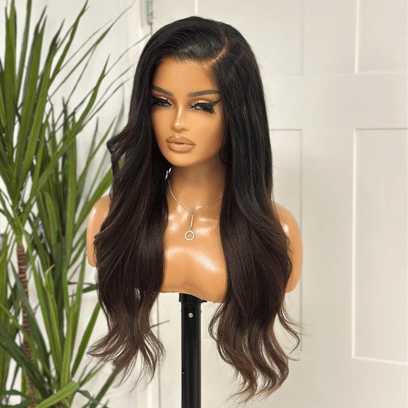 Becca-22 Yaki Straight Human Hair Lace Closure  Wig