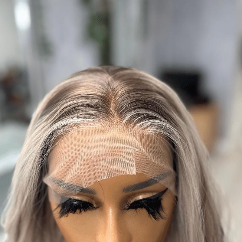 Toria -Wavy Rooted Icey Blonde Lace Front Wig
