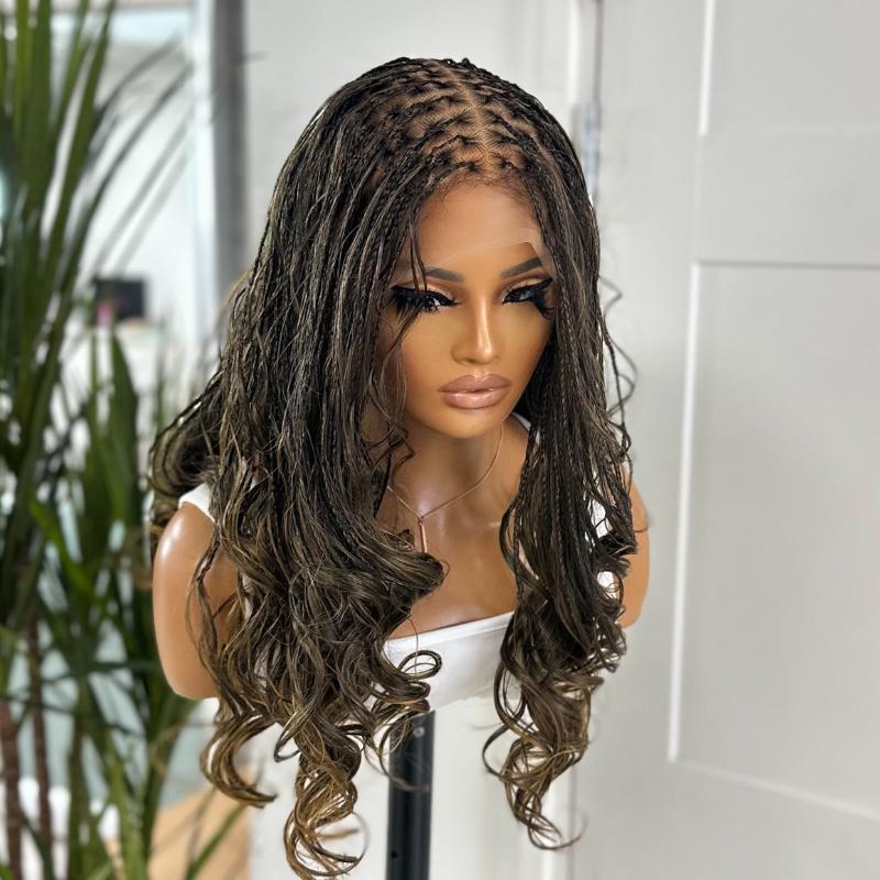 ZITA | 20" Boho French Curl Braided Full Lace Wig | Chocolate Caramel Ombre (4/27)