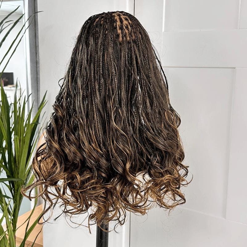 ZITA | 20" Boho French Curl Braided Full Lace Wig | Chocolate Caramel Ombre (4/27)