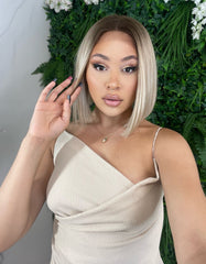 INES -Human Hair Blend Bob Lace Front Wig