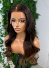 ASHA-18''Ombre Brunette Human Hair HD Lace Frontal Wig