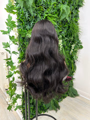 SAM-20" Long Natural Black Curtain Bangs Human Hair Wig