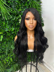 ESME-Long Wave Human Hair Blend Lace Part Wig