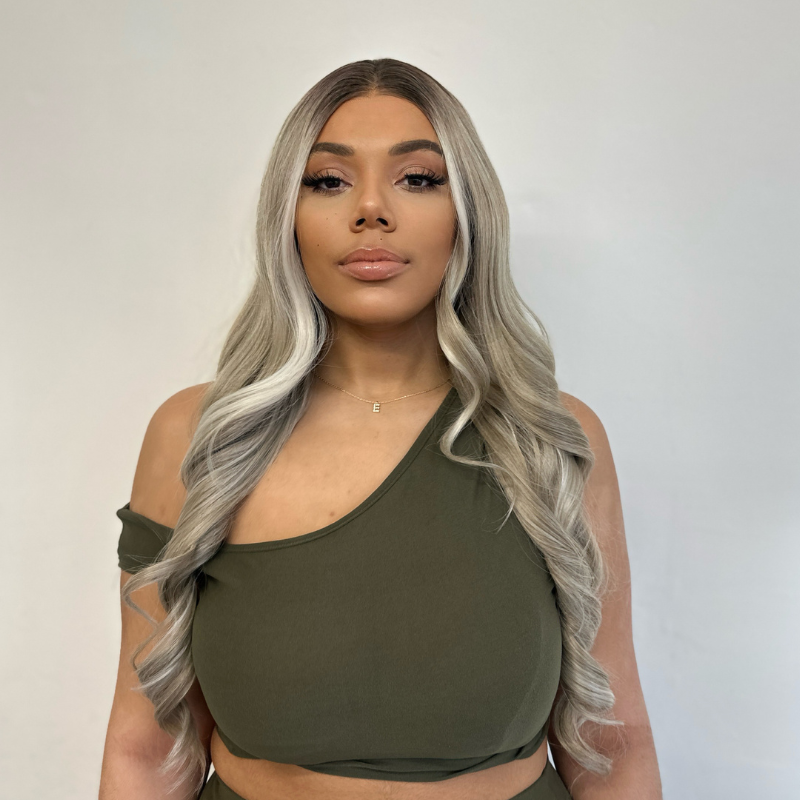 JEAN-Long Rooted Ash Blonde Mix Lace Frontal Synthetic Wig