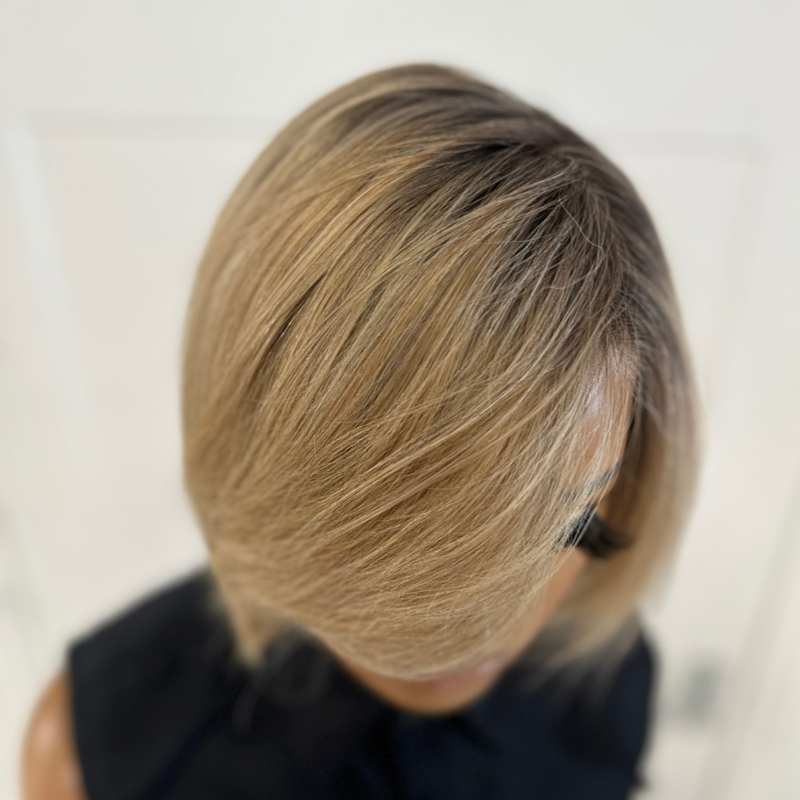 Luxury Honey Rooted Blonde Hand-Tied Human Hair Wig-The Kensington Bob - estellewigsandmore.co.uk