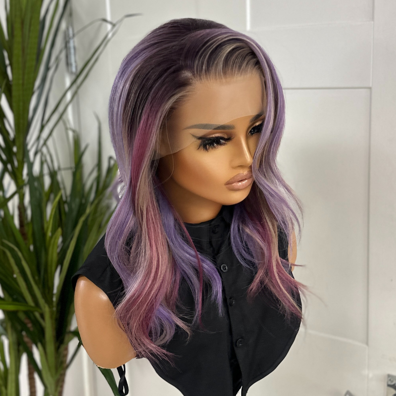 Purple Lavender Ombre Lace Front Wig | Synthetic Heat Safe Wig-Astra - estellewigsandmore.co.uk LACE FRONT WIGS