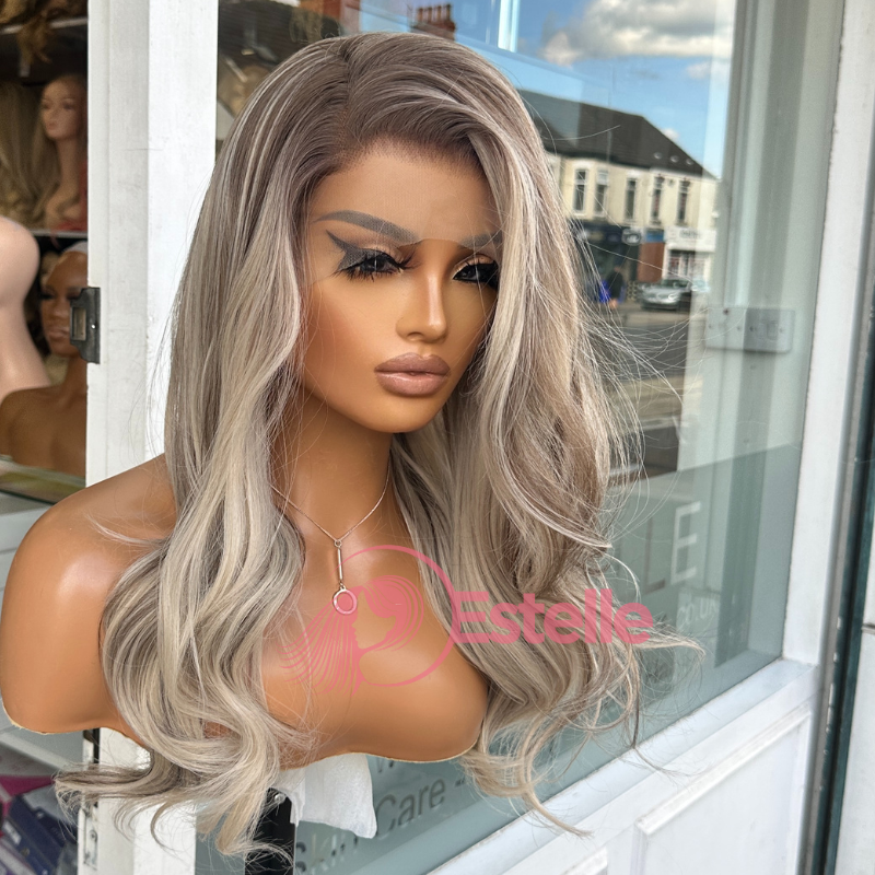 Rooted Ash Blonde Synthetic Lace Front Wig-DI/06 - estellewigsandmore.co.uk SYNTHETIC WIGS