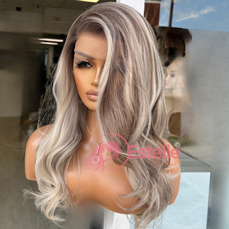 Rooted Ash Blonde Synthetic Lace Front Wig-DI/06 - estellewigsandmore.co.uk SYNTHETIC WIGS