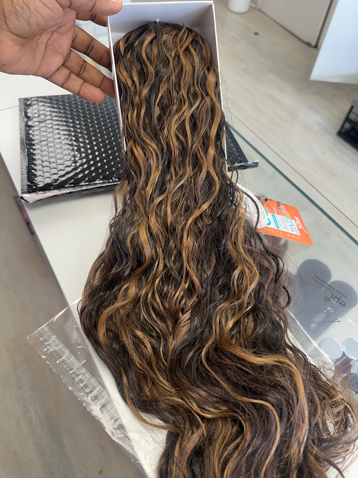 Long Curly Synthetic Drawstring Ponytail-BELLE - estellewigsandmore.co.uk synthetic hair extensions