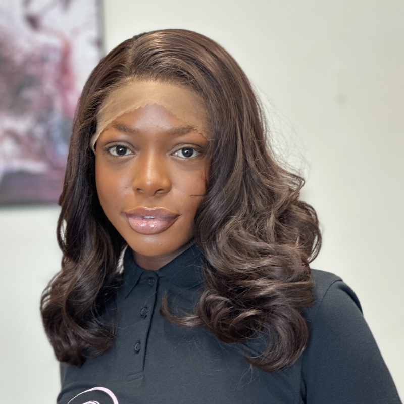 Chocolate Brown Layered Synthetic Lace Front Wig-SONIA - estellewigsandmore.co.uk